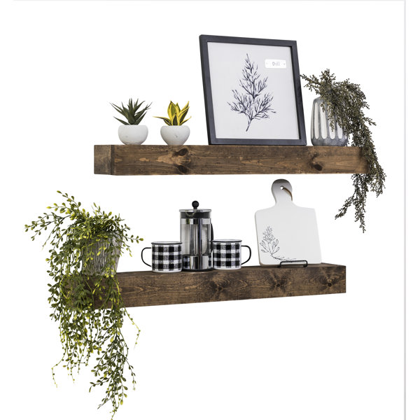 Gracie Oaks Feumore 2 Piece Pine Solid Wood Floating Shelf Wayfair